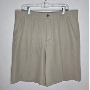 Izod light khaki tan flat front golf athletic shorts - 36